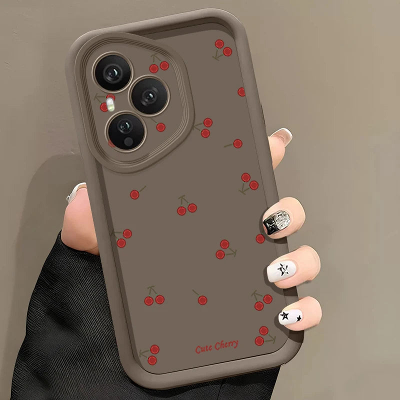 Mini Red Cherry Printed Soft TPU Phone Case For Honor 400 Pro 200 Pro X8c X9c Smart X6a X6b X6c Magic7 Lite Silicone Back Cover