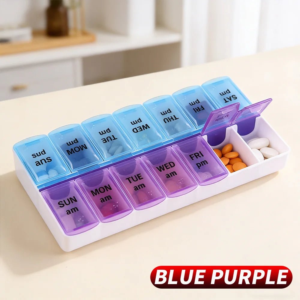 Portable 14-Compartment Pill Organiser