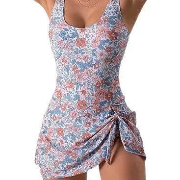 Women's Floral Swimwear with Side-Tie Wrap Skirt