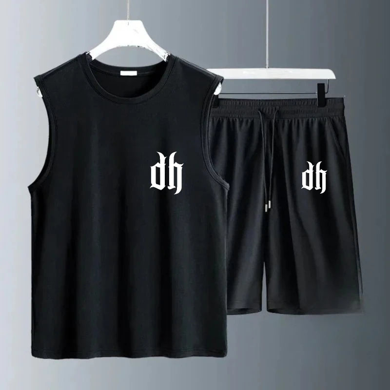 Men's Tank Top Sets 2026 Summer Quick drying sports Suit for man oversize running seaside Sportswear beach crewneck sweat suit