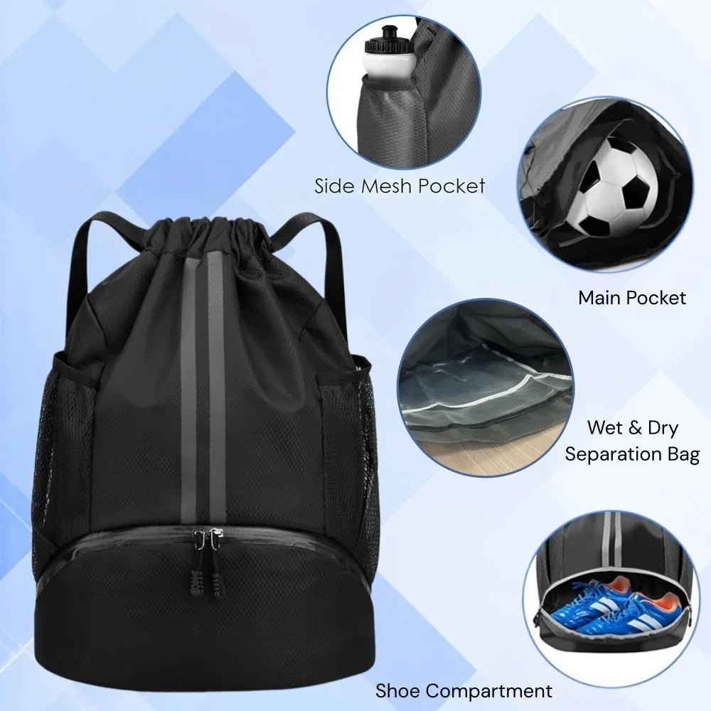 Drawstring Sports Backpack with Shoe Compartment