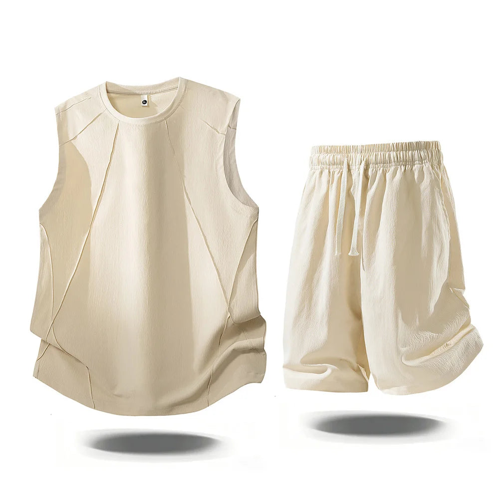 Mens Casual 2 Piece Outfits 2026 Summer Fashion Sleeveless Tank Top and Elastic Waist Shorts Male Daily Wear Athletic Gym Sets