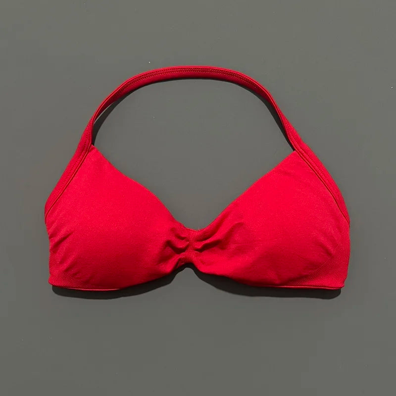 Women's Strappy Backless Halter Sports Bra