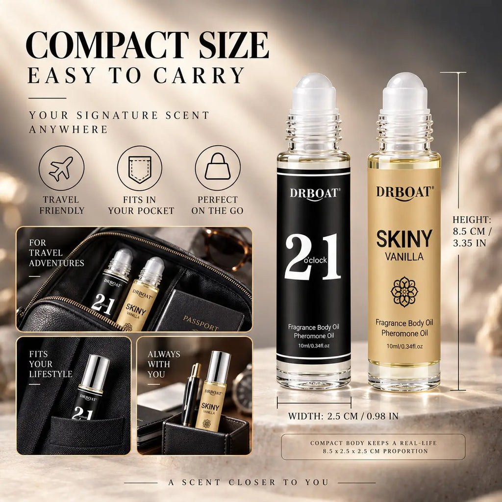 Men Roll On Perfume Oil, Caramel Amber Vanilla & Soft Sandalwood Vanilla, Long Lasting Alcohol-Free Fragrance