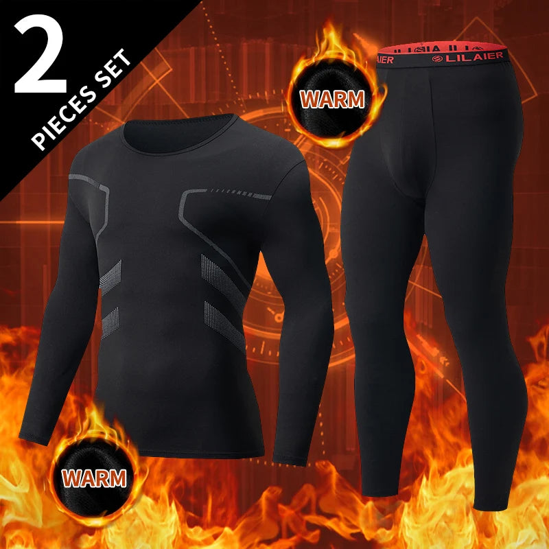 2-piece Autumn/Winter Men's Casual And Comfortable Warm Suit Youth Sports And Fitness Base Underwear Set Long Sleeved Base Shirt