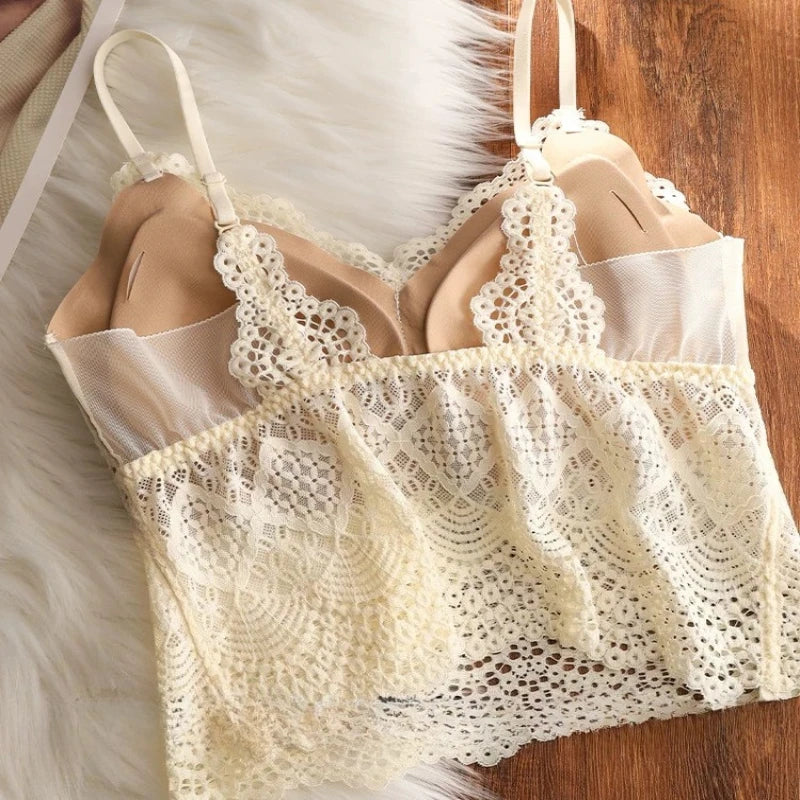 Women's Lace Cami Top with Built-In Pads
