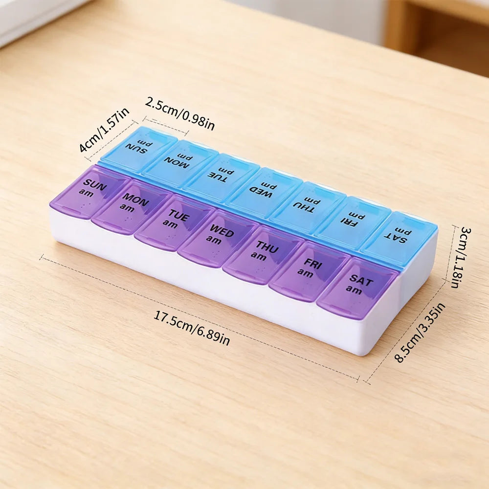 Portable 14-Compartment Pill Organiser