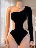 Women's One-Shoulder Cut-Out Bodysuit