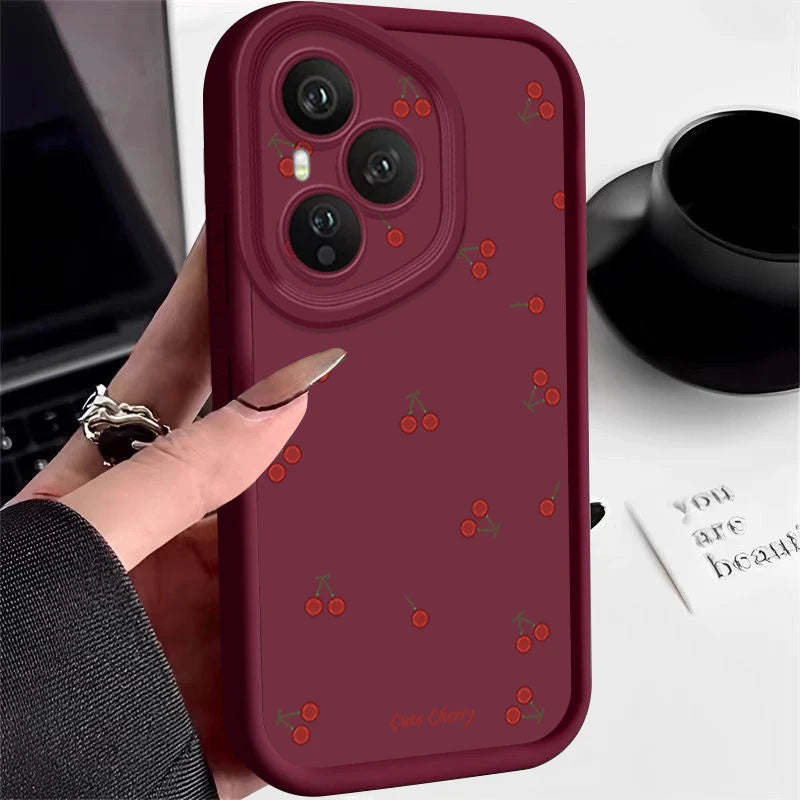 Mini Red Cherry Printed Soft TPU Phone Case For Honor 400 Pro 200 Pro X8c X9c Smart X6a X6b X6c Magic7 Lite Silicone Back Cover