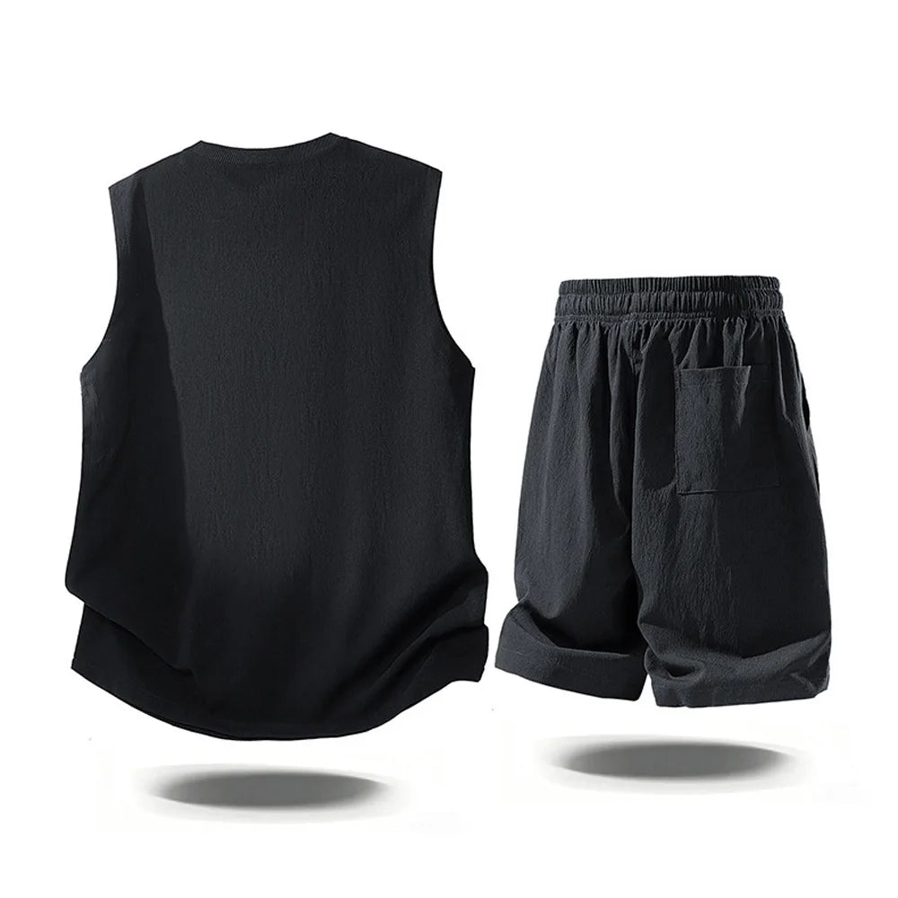 Mens Casual 2 Piece Outfits 2026 Summer Fashion Sleeveless Tank Top and Elastic Waist Shorts Male Daily Wear Athletic Gym Sets