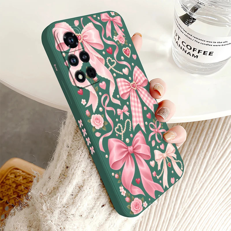 Bow Knots Flower Phone Case For Honor 600 Pro 400 70 Lite 500 200 90 Smart 50 SE 20 9C 9X Pro Shockproof Silicon Soft Cases Etui