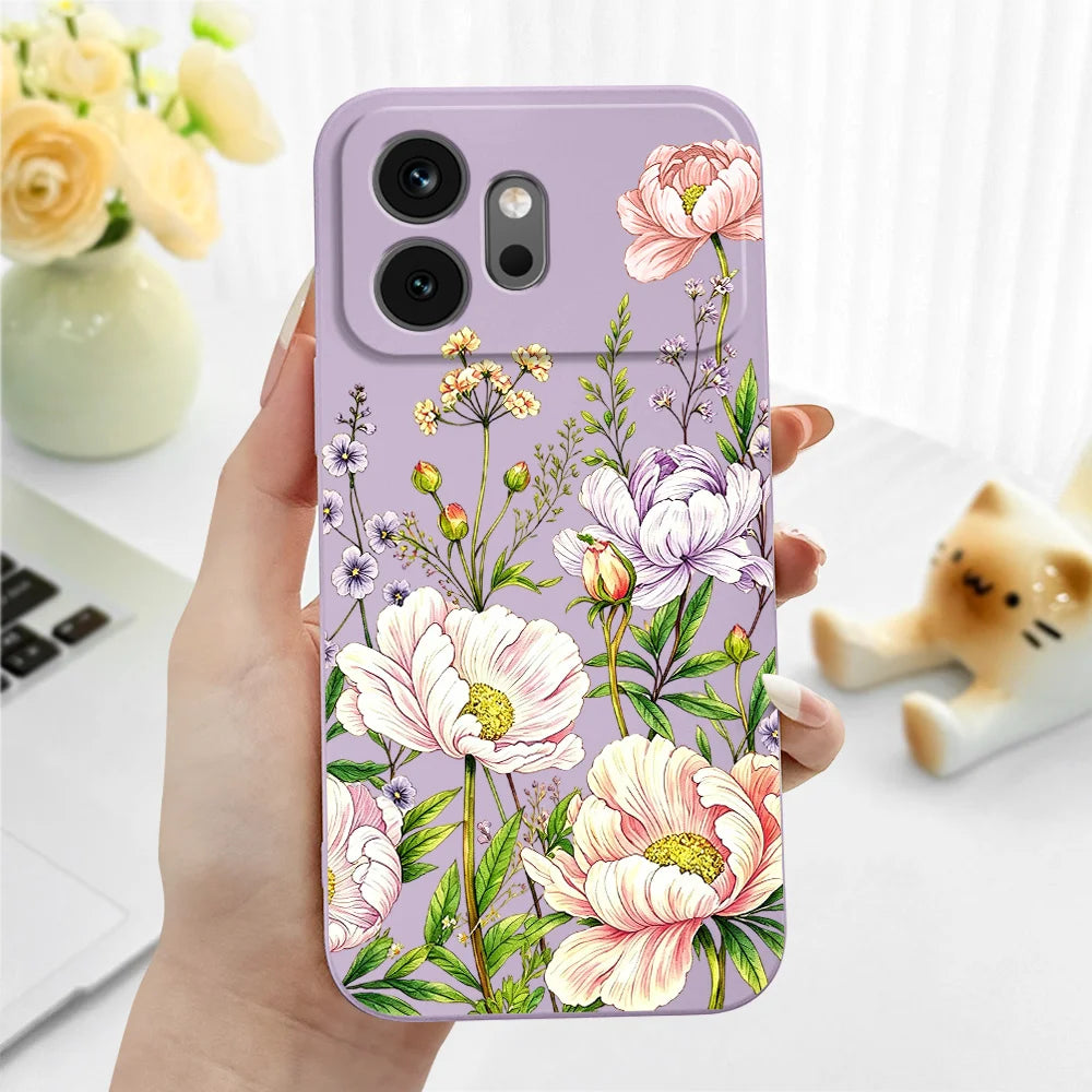 Peony Patch Phone Case For Huawei Honor 600 400 300 200 100 90 Pro Lite Smart Magic 8 7 4 Silicone Soft Cover