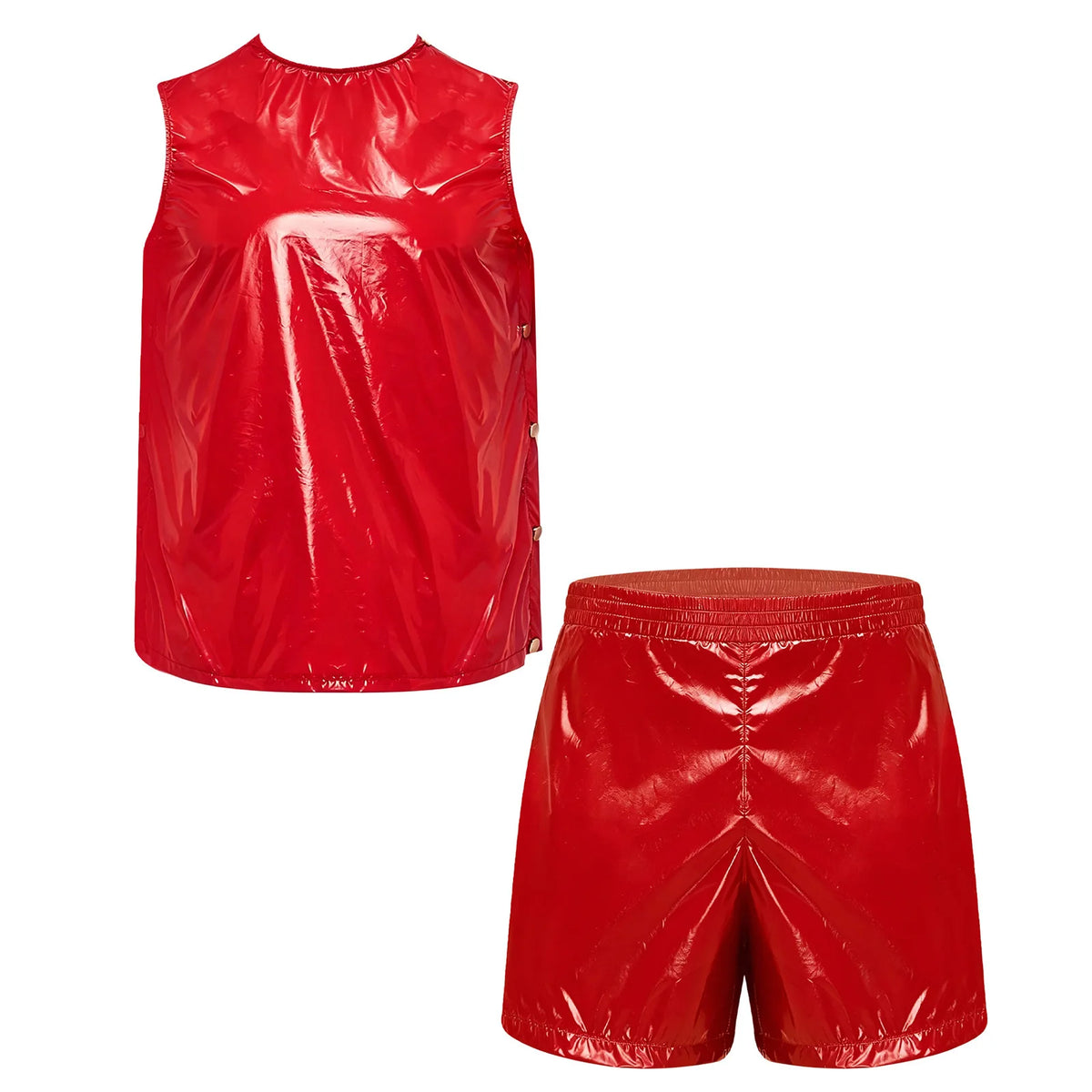 Mens Special Needs Waterproof Sweat Tracksuit Tank Tops Set And Sides Buttons Boxer Shorts Two Pieces Outfit Adaptive Clothing