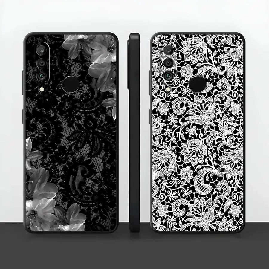 Case for Huawei P20 P40 Lite P30 P20 Pro P20 Lite 2018 P Smart 2019 Funda Phone Cover Black Floral Lace