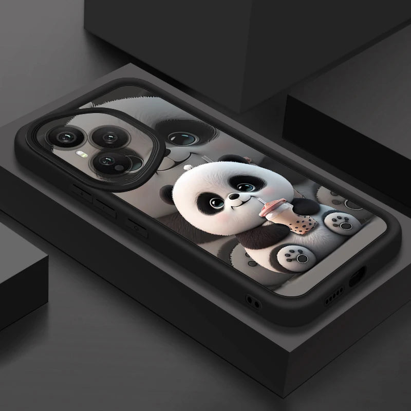 Drink Milk Tea Panda Patterned Phone Case For Honor 400 200 Pro X8c X9c Smart X6a X6b X6c Magic7 Lite Shockproof Soft TPU Cover