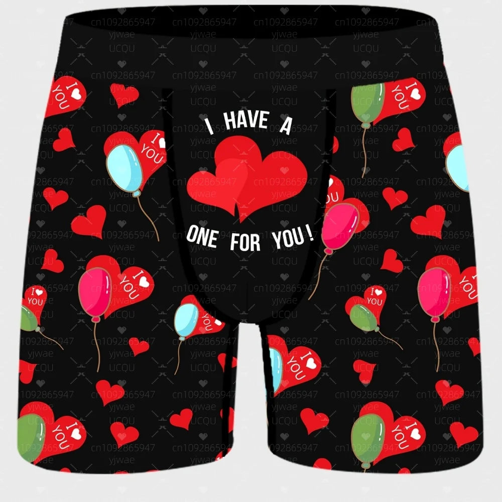 Summer Men's valentines day Boxers Shorts  Men's lovw  Underpants Stretch Animated Sitcom Briefs Underwear Shorts men clothing
