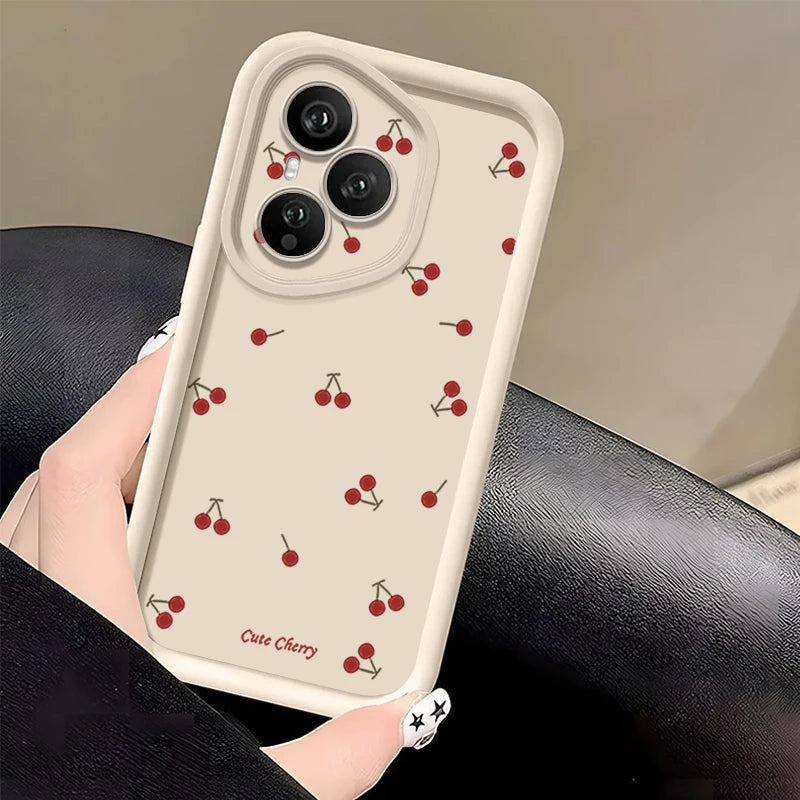 Mini Red Cherry Printed Soft TPU Phone Case For Honor 400 Pro 200 Pro X8c X9c Smart X6a X6b X6c Magic7 Lite Silicone Back Cover
