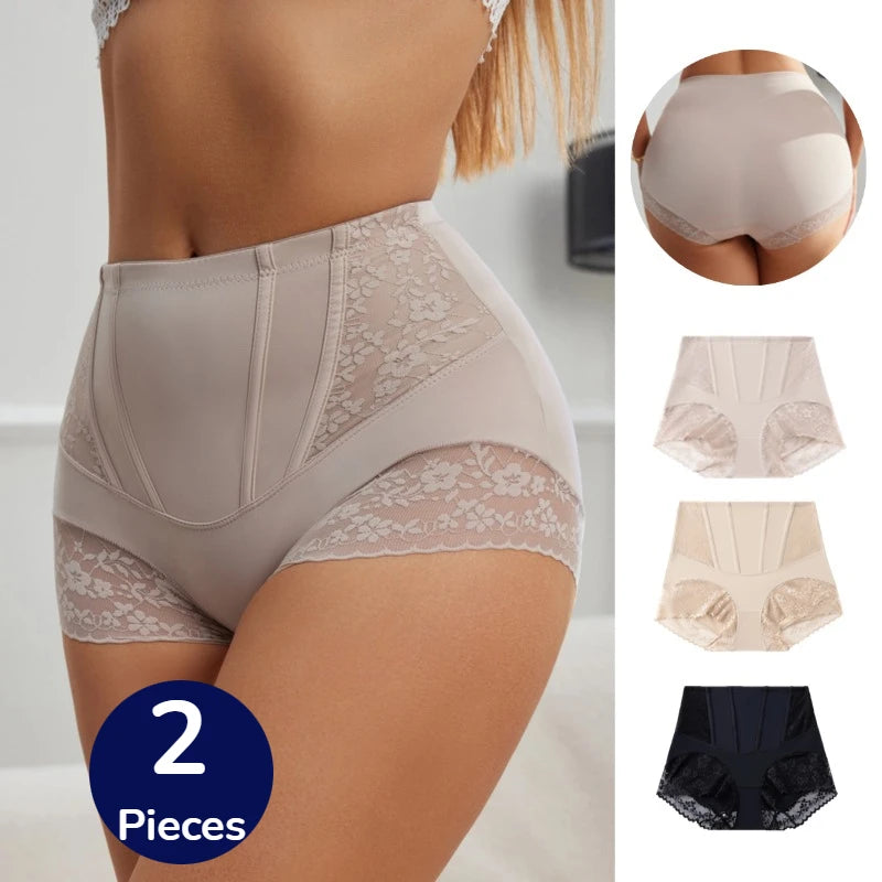 Women's High-Waist Lace Shaping Briefs – 2 Pack