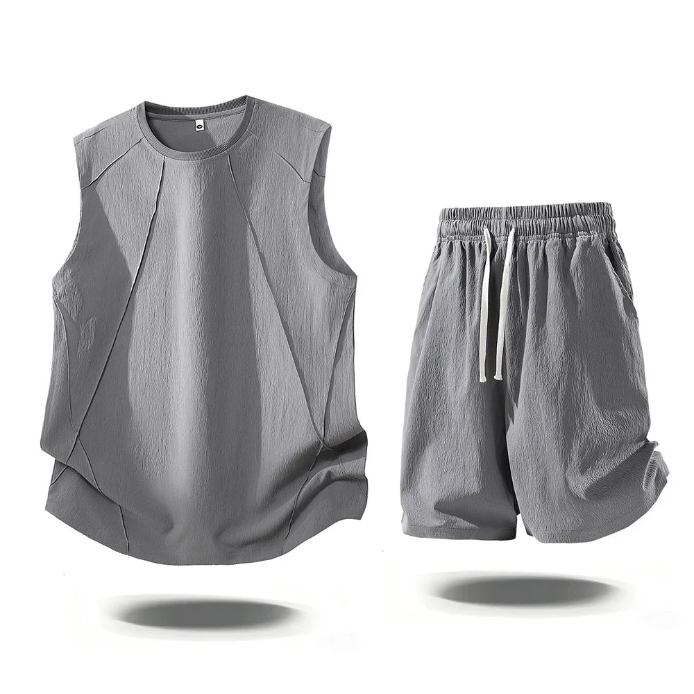 Mens Casual 2 Piece Outfits 2026 Summer Fashion Sleeveless Tank Top and Elastic Waist Shorts Male Daily Wear Athletic Gym Sets