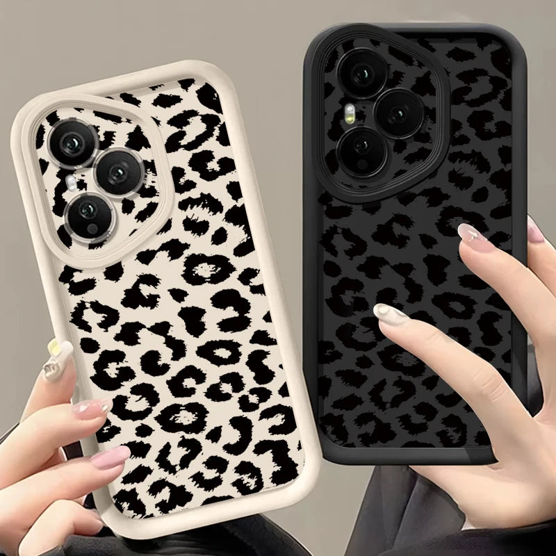Soft TPU Phone Case For Honor 400 Pro 200 Pro X8c X9c Smart X6a X6b X6c Magic7 Lite Black Spotted Pattern Silicone Back Cover