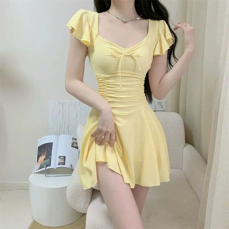 Women's Open-Back Short-Sleeve Swimsuit