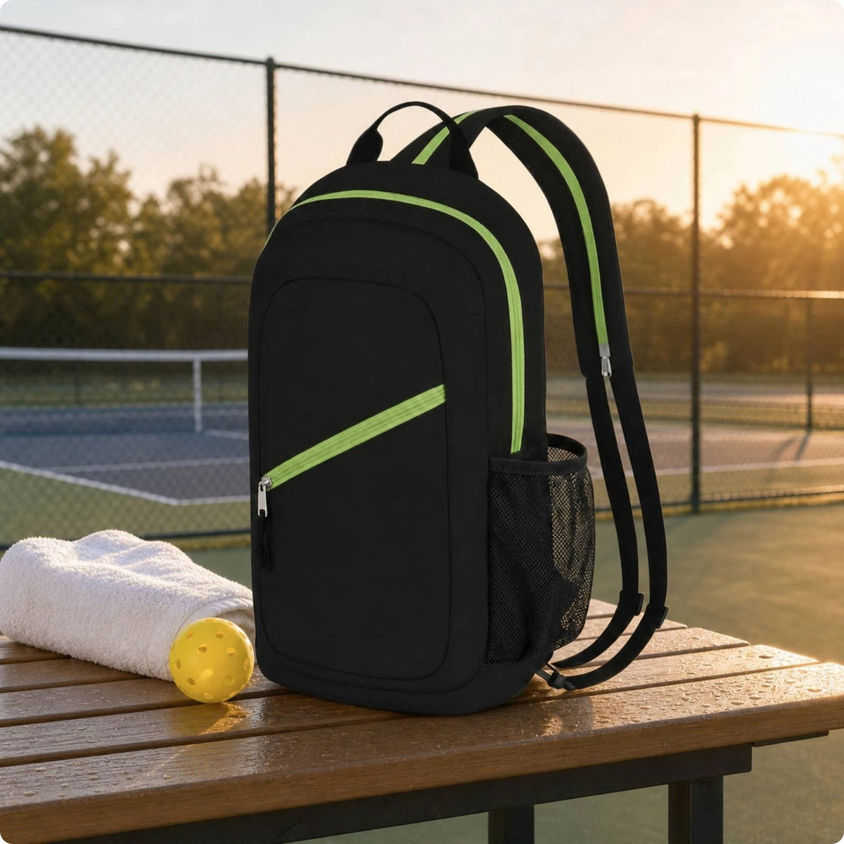 Pickleball Backpack Slim Pickleball Bag Backpack with Water Bottle Holder Compact for Outdoor Training