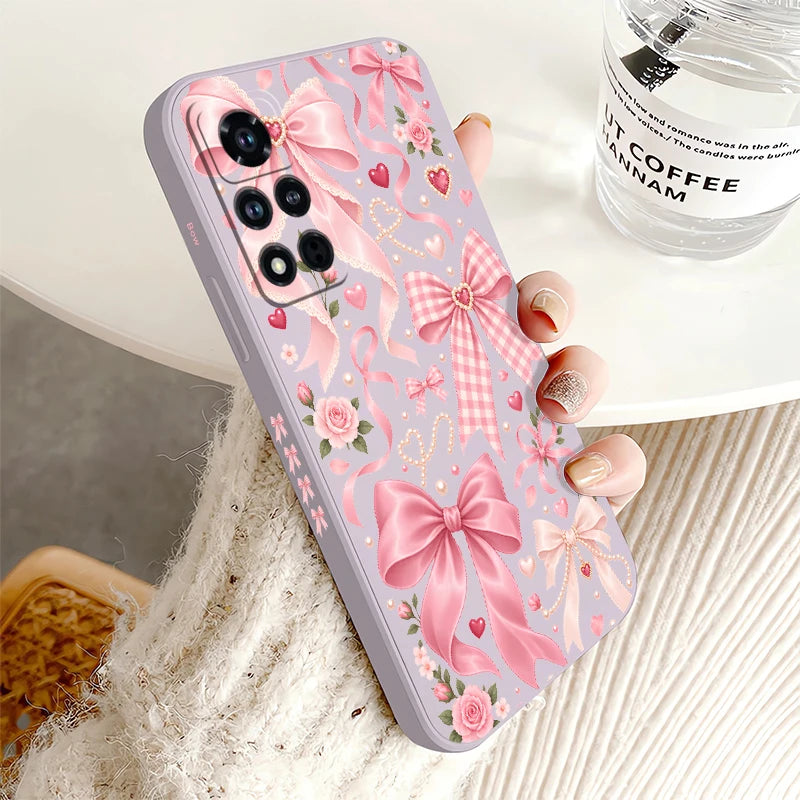 Bow Knots Flower Phone Case For Honor 600 Pro 400 70 Lite 500 200 90 Smart 50 SE 20 9C 9X Pro Shockproof Silicon Soft Cases Etui