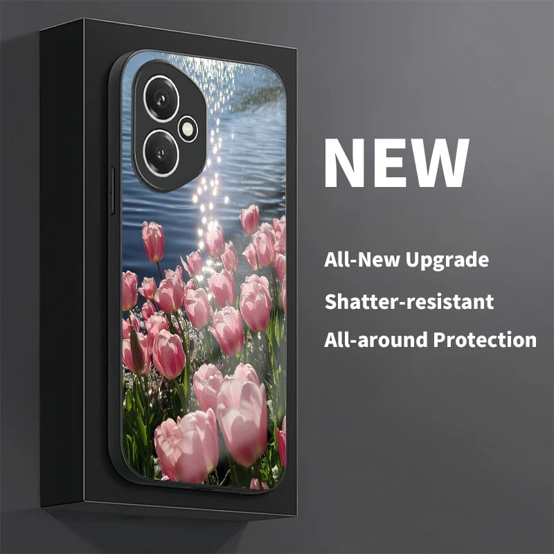 Floral Tulip Pattern Phone Case For Huawei Honor 400 Lite 90 70 50 Lite 30 20 20S 300 Pro 200 Smart Tempered Glass Cover