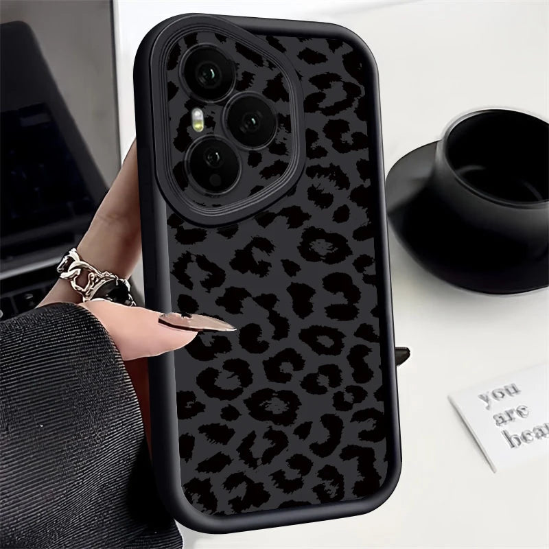 Soft TPU Phone Case For Honor 400 Pro 200 Pro X8c X9c Smart X6a X6b X6c Magic7 Lite Black Spotted Pattern Silicone Back Cover