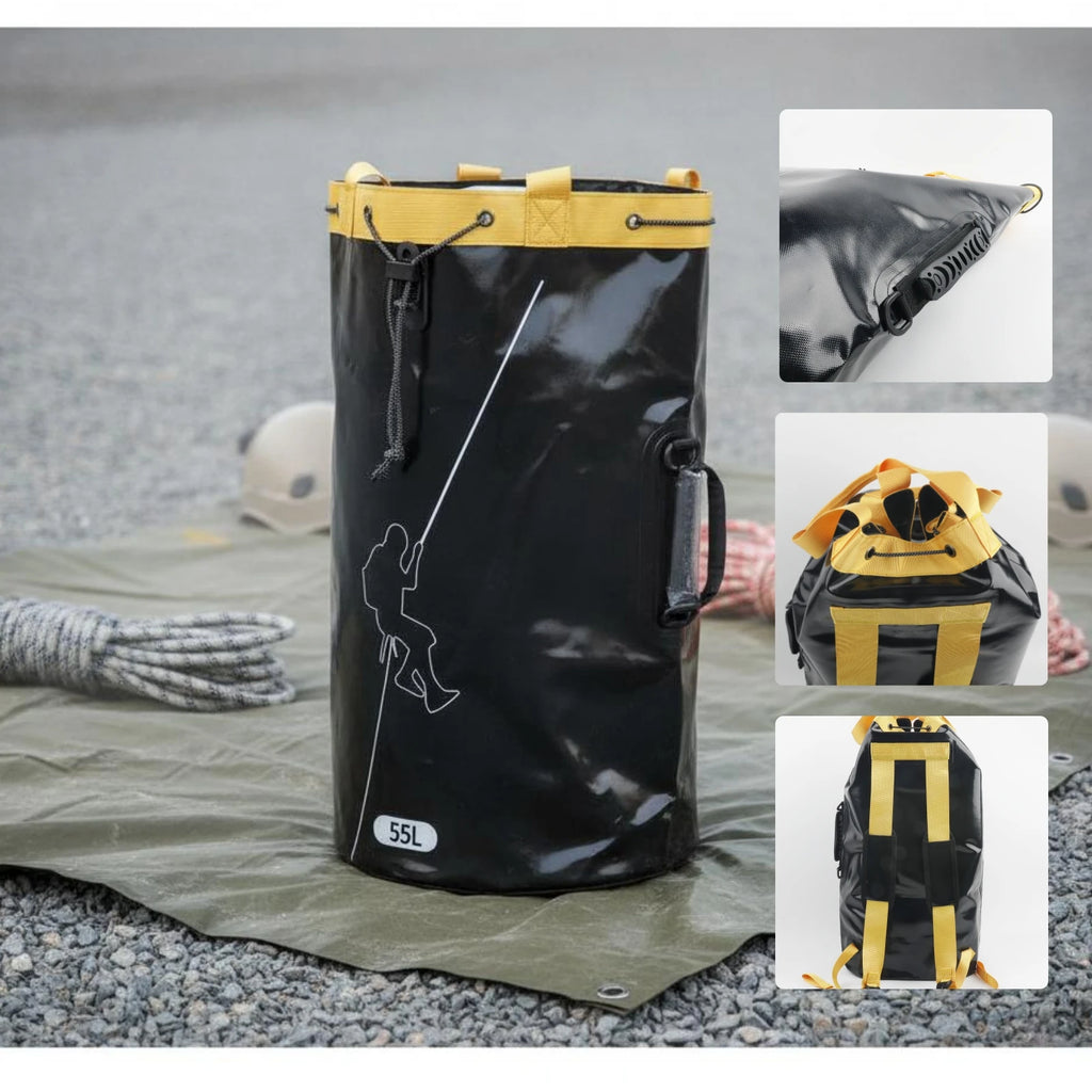 Rope Storage Backpack Drawstring Closure Climbing Rope Backpack Outdoor Gear Drain Hole Carry Handles for Climbers