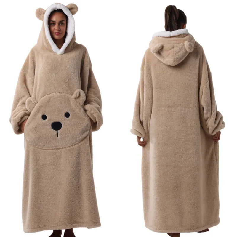 Bear Fleece Hooded Wearable Blanket