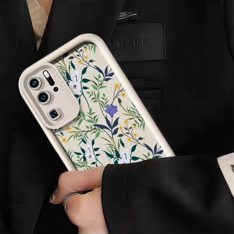 Silicone Floral Phone Case For Huawei P Smart Pro P50 Pro P40 Lite 5G Y7A Y9S P30 P20 Y9 Prime 2019 Shockproof Back Capa