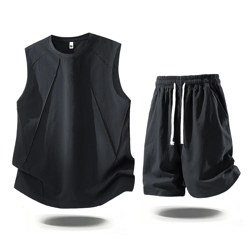Mens Casual 2 Piece Outfits 2026 Summer Fashion Sleeveless Tank Top and Elastic Waist Shorts Male Daily Wear Athletic Gym Sets
