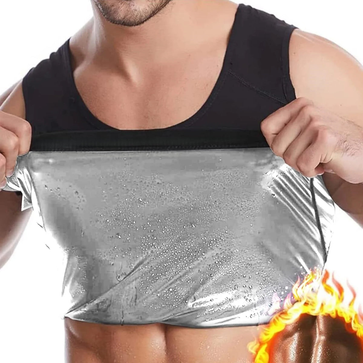 Sauna Shirt for Men, Short Sleeve Sauna Sweat Body Shaper Mens Sauna Vest Gym Exercise Tank Top