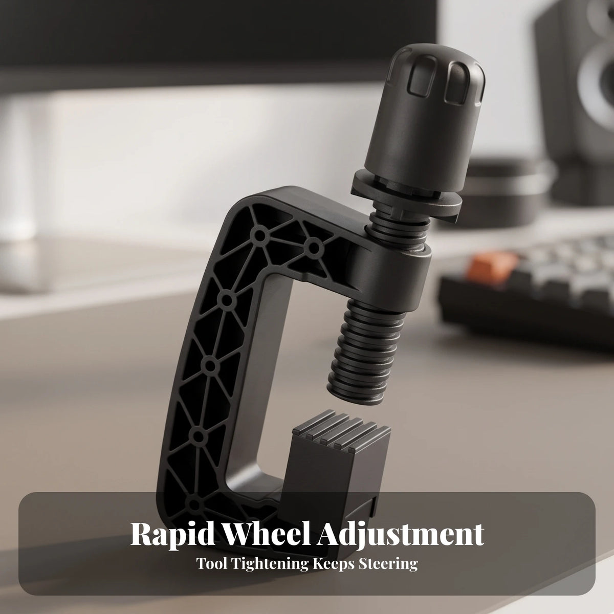 Steering Wheel Clamp with Adjustment Screw Adjustable Steering Wheel Clamp Hardware Non-Slip Compact for Sim Racers, Racing Rigs