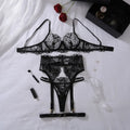 Women's Black Floral Lace Lingerie Set
