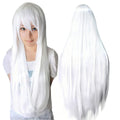 Long White Synthetic Halloween Wig with Fringe